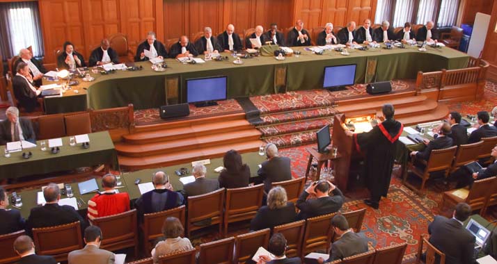 In Jerusalem findet eine Konferenz zum Thema internationales Recht statt. (Bild: Verhandlung am Internationalen Gerichtshof in Den Haag.)