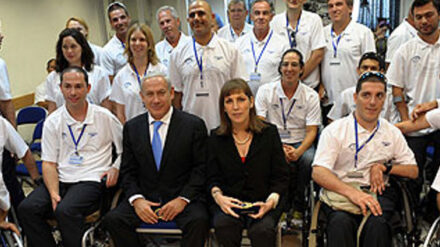 remierminister Netanjahu empfing am Dienstag die israelische Delegation für die Paralympischen Spiele in London.