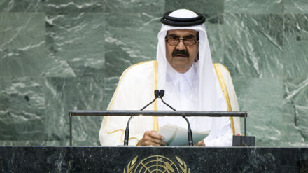 Der katarische Emir Al-Thani – hier bei der UN-Generalversammlung 2012 – sorgt mit seinem Besuch in Gaza für Furore.