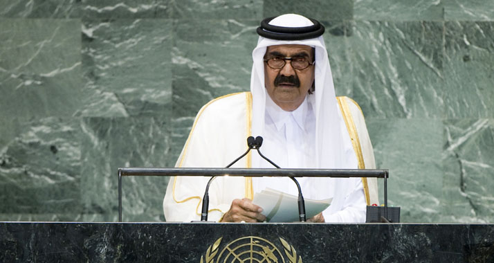 Der katarische Emir Al-Thani – hier bei der UN-Generalversammlung 2012 – sorgt mit seinem Besuch in Gaza für Furore.