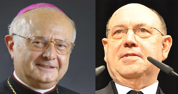 Zollitsch (l.) und Schneider warben am Sonntag für Frieden im Nahen Osten.