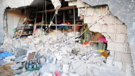 Direkter Treffer: ein israelisches Geschäft in Aschdod nach einem palästinensischen Raketenangriff