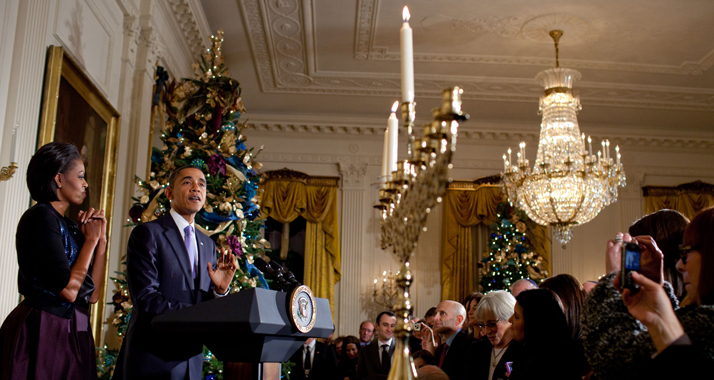 Fröhliche Stimmung: Chanukka bei den Obamas (Archivbild).