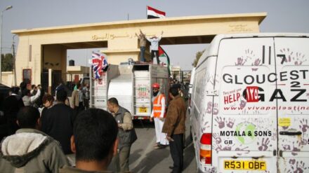 Die Hamas will eine europäische Präsenz am Grenzübergang Rafah verhindern. (Im Bild: Britische Hilfslieferungen passieren die Grenze)