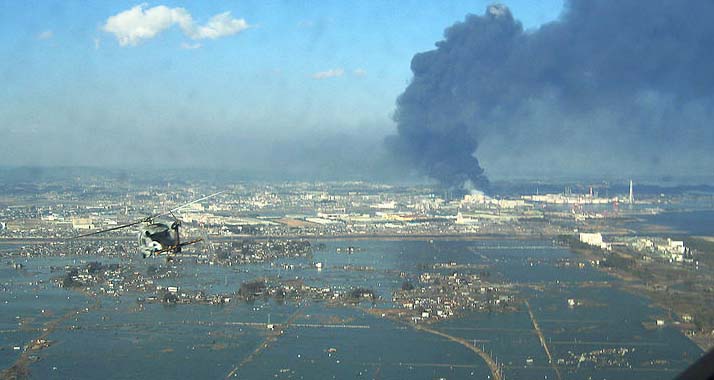 Nach dem Erdbeben in Japan 2011 hat Israel sofort Hilfe angeboten. (Im Bild: Blick vom Helikopter auf die zerstörte Stadt Sendai)