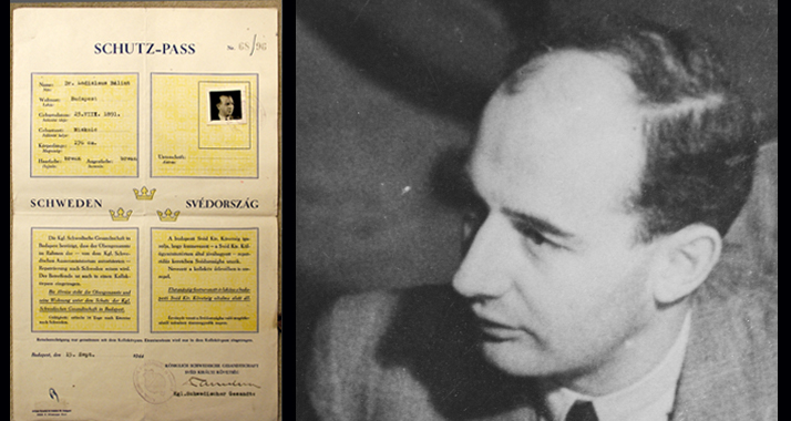 Raoul Wallenberg und einer der "Schutzpässe", die er an Juden verteilte. Sie verliehen ihnen den Status schwedischer Staatsbürger.