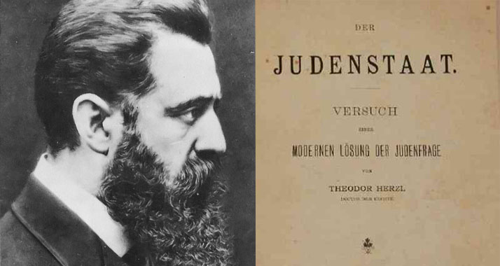 Theodor Herzl und sein bekanntestes Werk "Judenstaat".