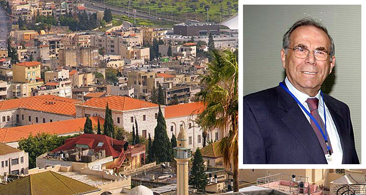 Der Unternehmer Stef Wertheimer hat den Bau des Industrieparks bei Nazareth initiiert. (Im Bild: Die Stadt Nazareth und Wertheimer)