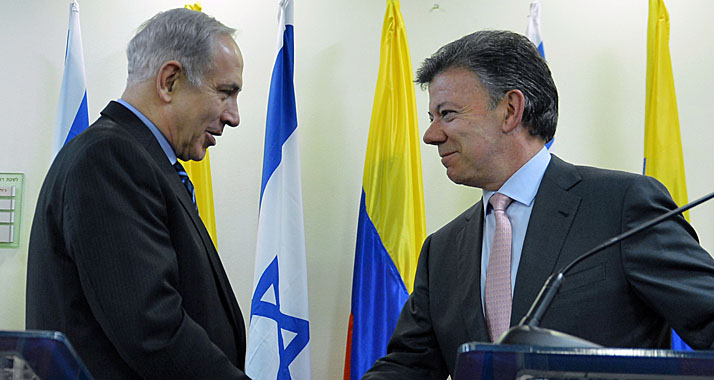 Sprachen über den Kampf gegen den Terror: der kolumbianische Präsident Santos (r.) und Israels Premierminister Netanjahu
