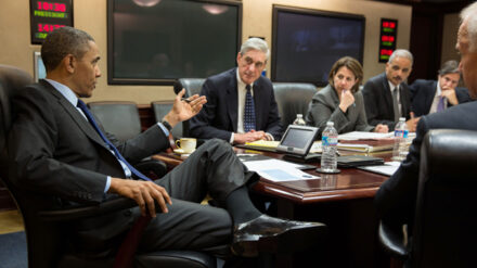 Barack Obama bei Beratungen im Situation Room des Weißen Hauses. (Archivbild)