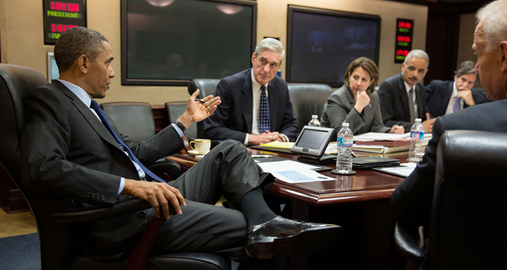 Barack Obama bei Beratungen im Situation Room des Weißen Hauses. (Archivbild)