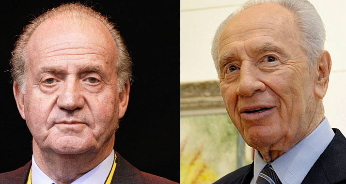 Der israelische Präsident Peres hat gegenüber dem spanischen König (l.) sein Mitgefühl geäußert.