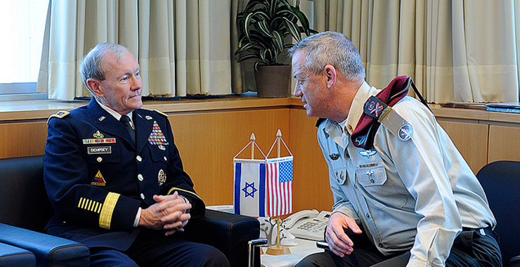 Generalstabschefs unter sich: Dempsey (l.) bekräftigte gegenüber Gantz die amerikanische Unterstützung. (Archivbild)