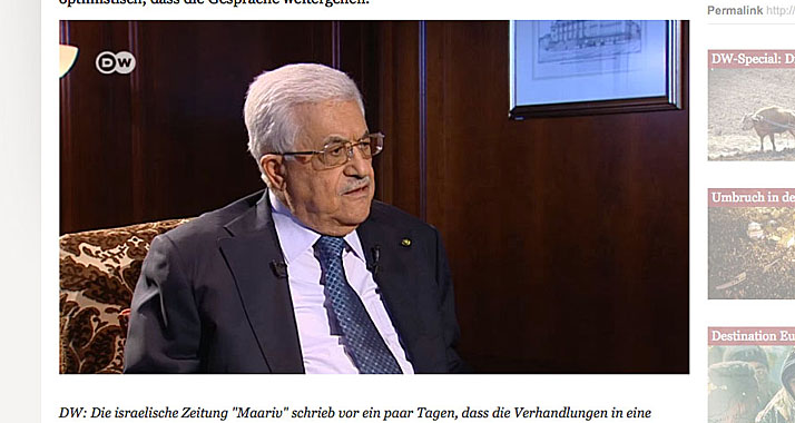Im Gespräch mit der "Deutschen Welle" zeigte sich Abbas zuversichtlich, was den Friedensprozess angeht.