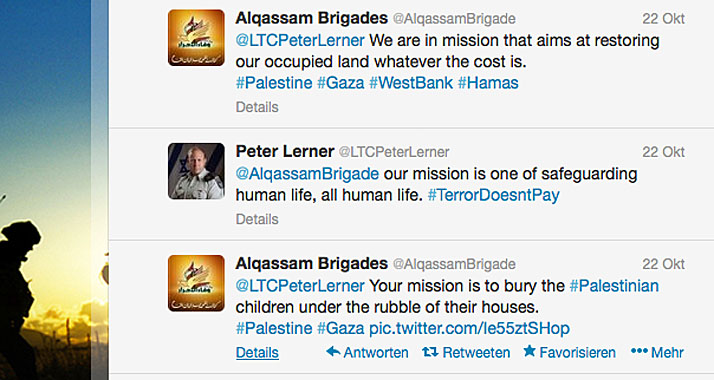 Über Twitter erläutern Hamas und israelische Armee einander ihre Mission.