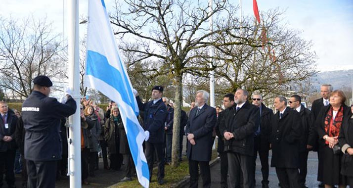 Symbol der Aufnahme: In Genf wurde die israelische Flagge gehisst.