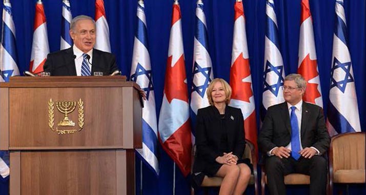 Freunde zu Gast bei Freunden: Netanjahu heißt Harper in Israel willkommen.