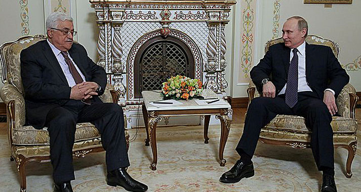 Abbas und Putin (r.) sprachen am Mittwoch über eine Verbesserung der wirtschaftlichen Zusammenarbeit.