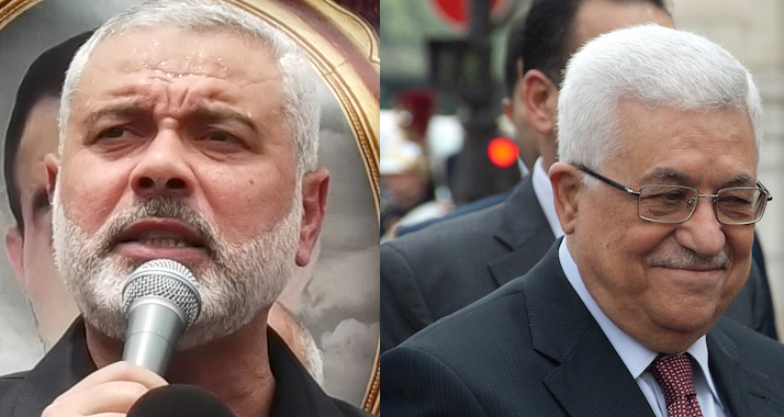 Hamas und Fatah sind seit 2007 zerstritten - im Bild: Hamas-Führer Hanije (links) und der palästinensische Präsident und Fatah-Mitbegründer Abbas