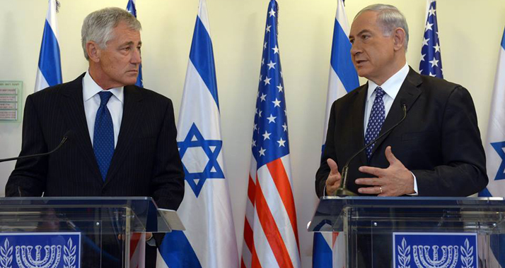 Hagel und Netanjahu demonstrierten vor der Presse Einigkeit in Sachen Iran.