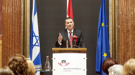 Knessetpräsident Edelstein am Dienstag bei der Ehrung der österreichischen Judenretter.