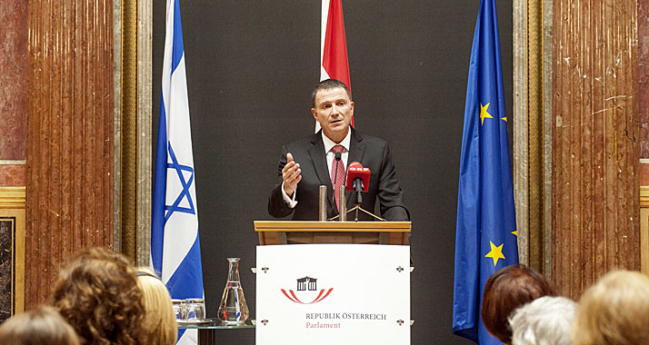 Knessetpräsident Edelstein am Dienstag bei der Ehrung der österreichischen Judenretter.