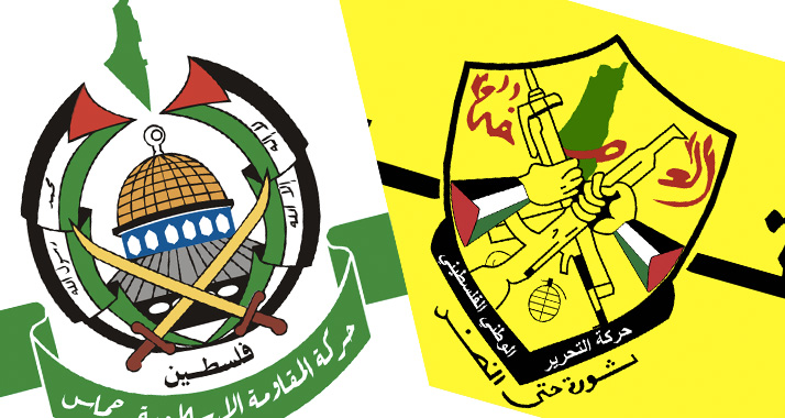 Ist es mit der Zusammenarbeit von Hamas (Wappen links) und Fatah (rechts) schon wieder vorbei?