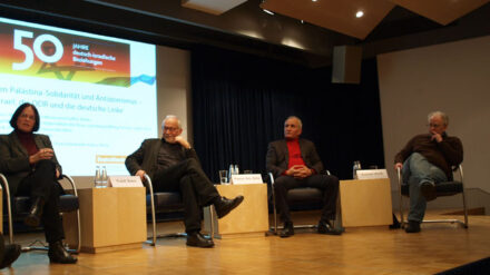 In Leipzig diskutierten (v.l.) Angelika Timm, Frank Stern, Fawas Abu Sitta und Konrad Weiß.