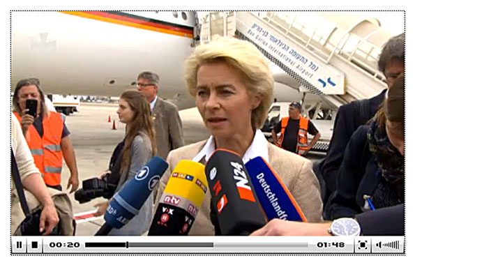Bundesverteidigungsministerin Ursula von der Leyen besucht Israel zum 50-jährigen Bestehen der Beziehungen.