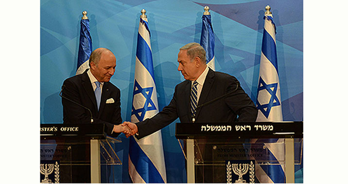 Frankreichs Außenminister Fabius und Israels Premier Netanjahu trafen sich am Sonntag in Jerusalem.
