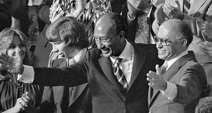 Wegmarke: Ägyptens Präsident Sadat und Israels Premier Begin haben 1979 Frieden geschlossen.