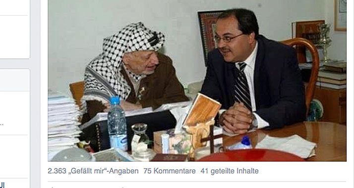 Dieses Bild von sich und Arafat hat Tibi mit der Sehnsuchtsbekundung auf Facebook veröffentlicht.