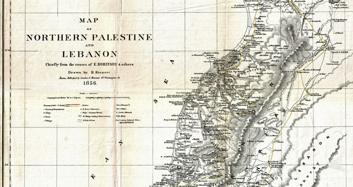 Bildausschnitt der Karte "Nordpalästina und Libanon" 1856 von Heinrich Kiepert (Symbolbild)
