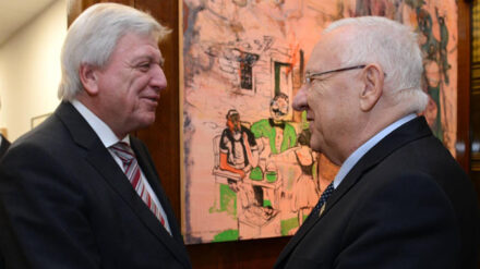 Zum Auftakt seiner Nahostreise wurde Bouffier (l.) von Israels Staatspräsident Rivlin empfangen