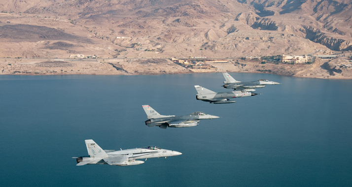 Die jordanische Luftwaffe bei einem Flugeinsatz