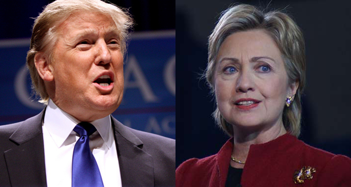 Die derzeit aussichtsreichsten Bewerber beider Parteien: der Republikaner Trump und die Demokratin Clinton