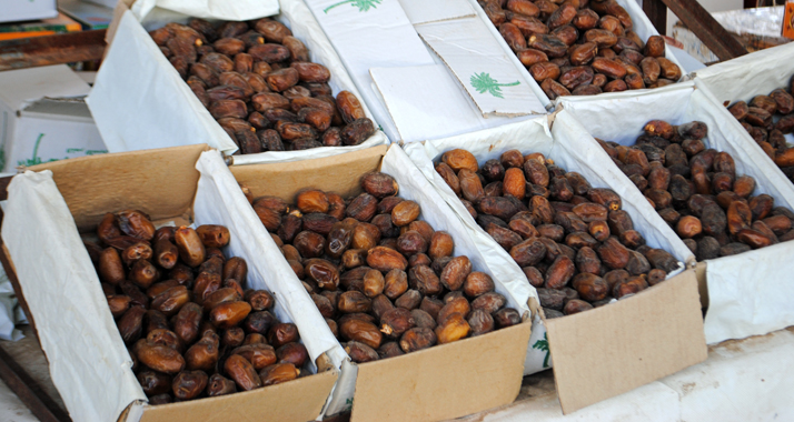 Nicht nur zum Fastenbrechen eine Delikatesse: Medschul-Datteln auf einem marokkanischen Markt