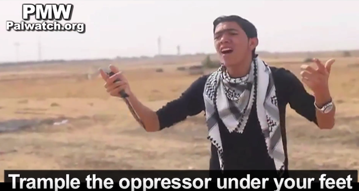 In diesem auf Facebook geposteten Video fordert ein Palästinenser im Song dazu auf, Juden zu erstechen