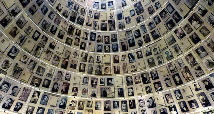 Yad Vashem: Eine Porträt-Wand mit den Bildern im Holocaust ermordeter Juden