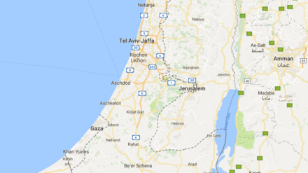 Die Palästinensischen Autonomiegebiete sind mit gestrichelten Linien bei „Google Maps“ eingezeichnet