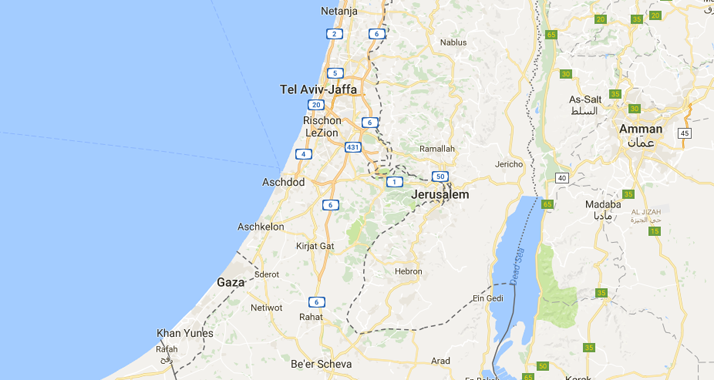 Die Palästinensischen Autonomiegebiete sind mit gestrichelten Linien bei „Google Maps“ eingezeichnet