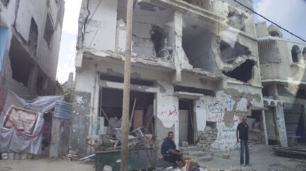 Ein zerstörtes Haus im Gazastreifen im Jahr 2014