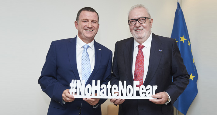 Gemeinsam gegen Hass: Knesset-Sprecher Edelstein und Pedro Agramunt, der Präsident der Parlamentsversammlung des Europarates