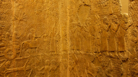 Kopie der Schlacht von Lachisch aus dem Palast des Sanherib im Britischen Museum