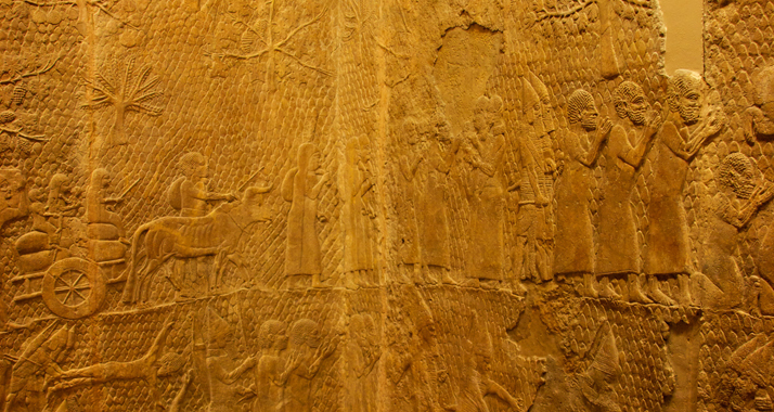 Kopie der Schlacht von Lachisch aus dem Palast des Sanherib im Britischen Museum