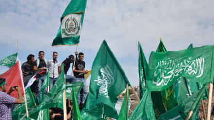 Palästinenser schwenken Hamas-Flaggen (Symbolbild)