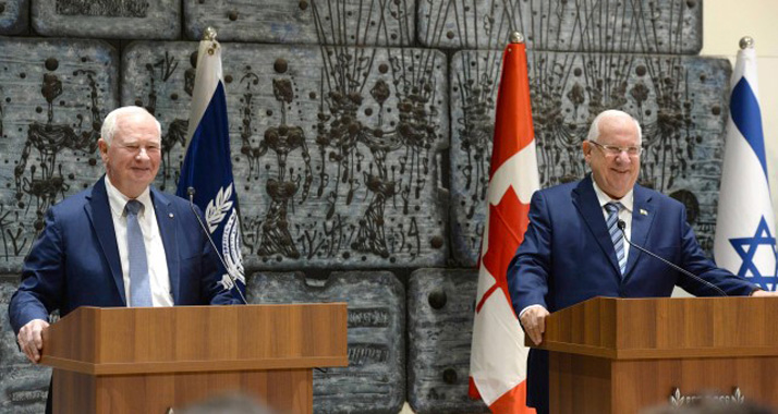 Der kanadische Generalgouverneur David Johnston und Staatspräsident Reuven Rivlin