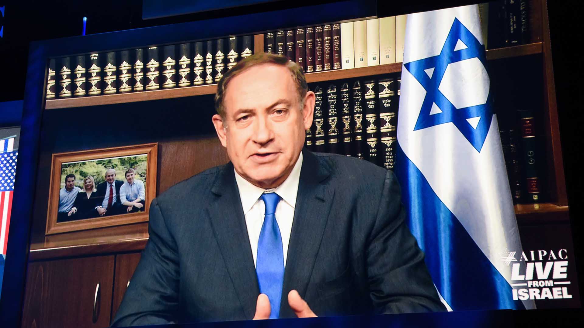 Ließ sich aus Jerusalem zuschalten: Israels Regierungschef Netanjahu
