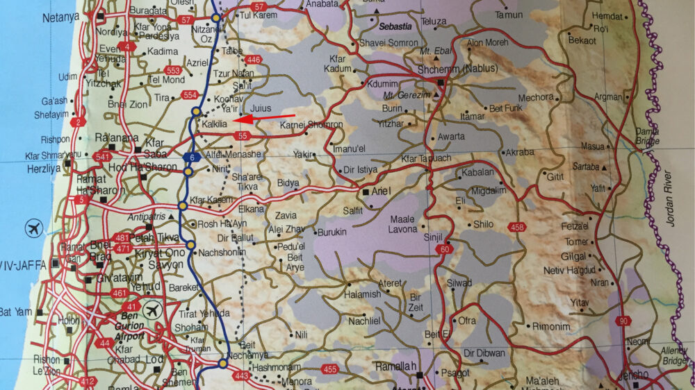 Kalkilija in Judäa liegt direkt an der „Grünen Linie“, der Waffenstillstandslinie von 1949