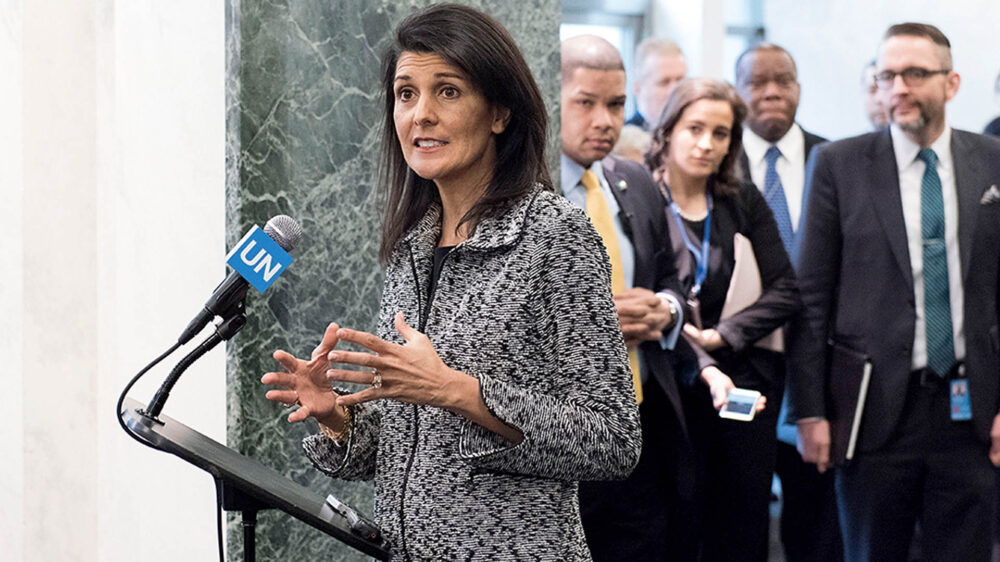 Mischt derzeit die Politik der Vereinten Nationen auf: die amerikanische Botschafterin Nikki Haley